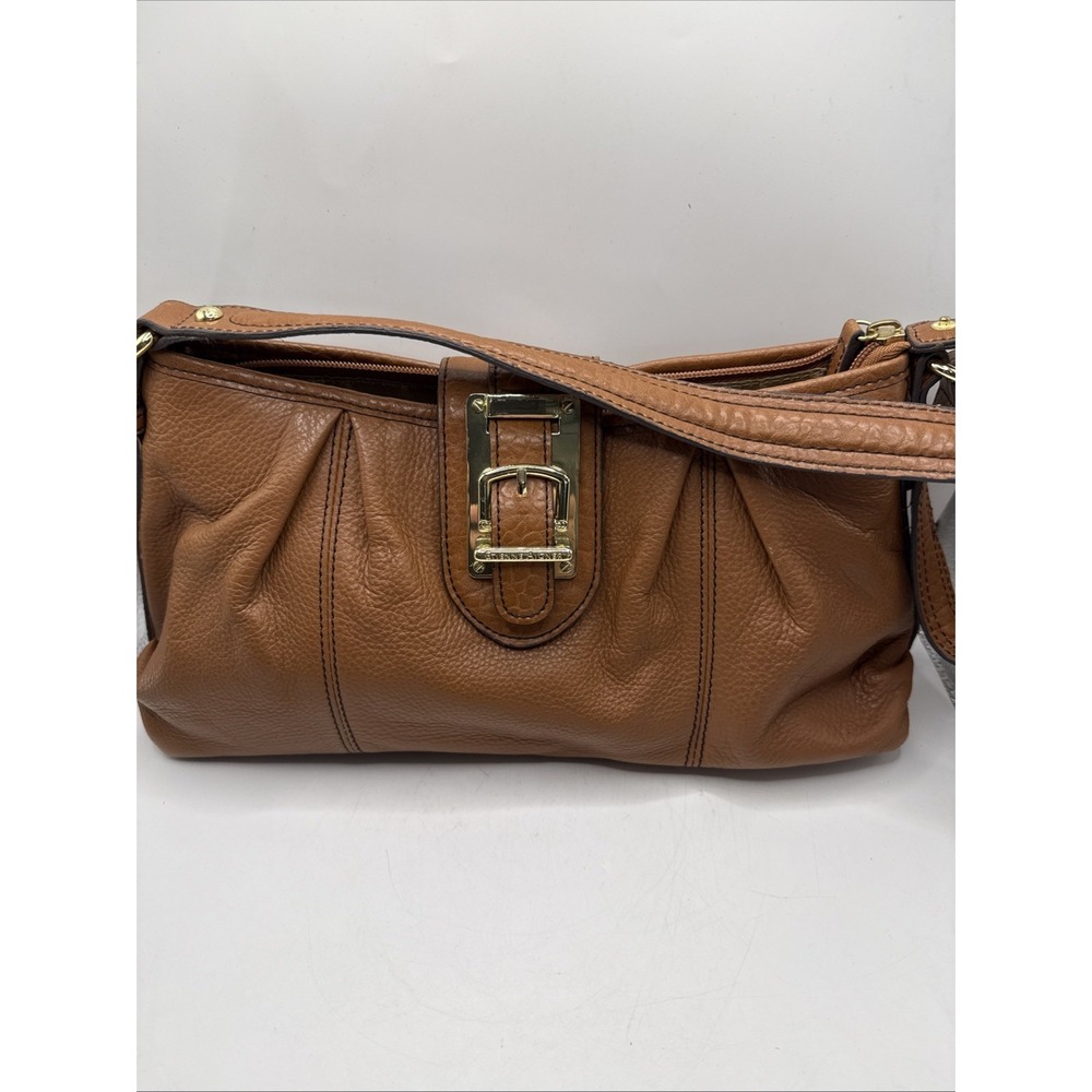 Etienne Aigner Shoulder Bag Purse Handbag Camel Soft Pebble Leather Vintage Gold